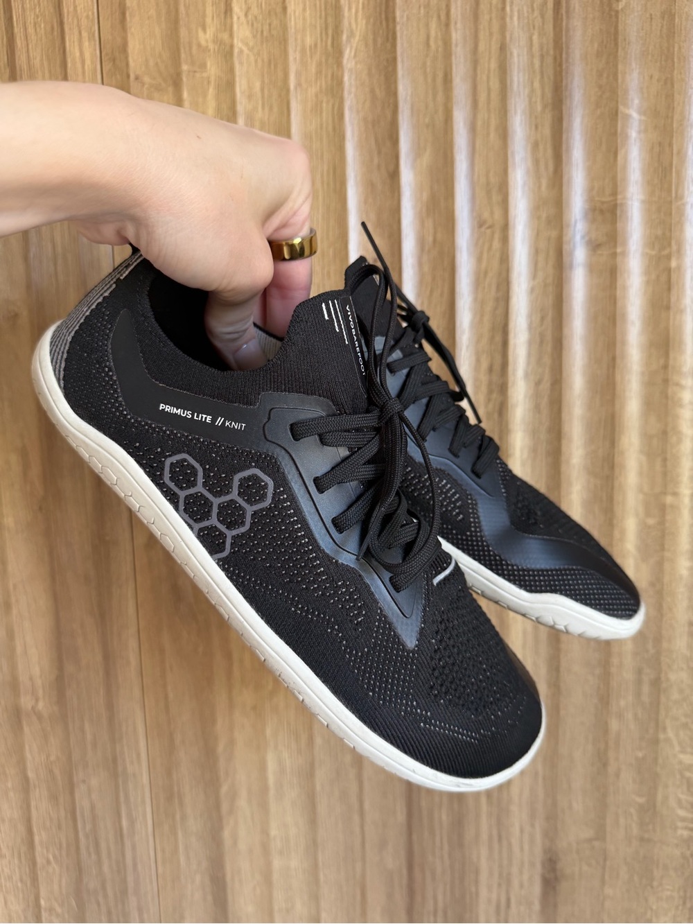VIVOBAREFOOT Black Lace Up Primus Lite Knit Shoes